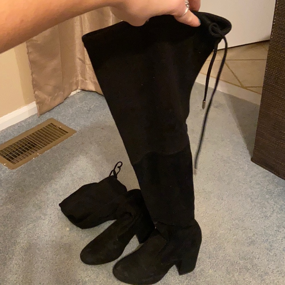 Black Velvet Over the Knee Boots